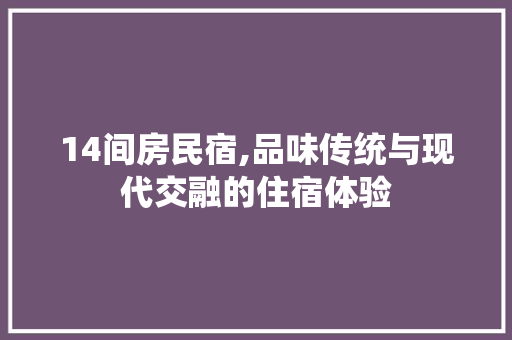 14间房民宿,品味传统与现代交融的住宿体验