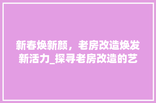 新春焕新颜，老房改造焕发新活力_探寻老房改造的艺术与智慧