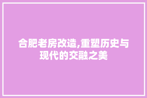 合肥老房改造,重塑历史与现代的交融之美