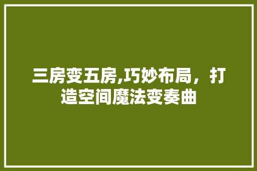 三房变五房,巧妙布局，打造空间魔法变奏曲