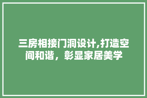三房相接门洞设计,打造空间和谐，彰显家居美学