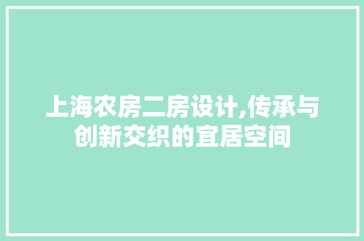 上海农房二房设计,传承与创新交织的宜居空间