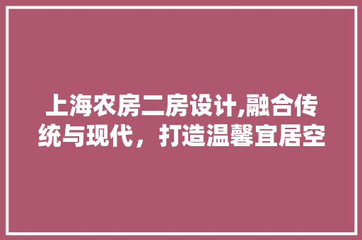上海农房二房设计,融合传统与现代，打造温馨宜居空间