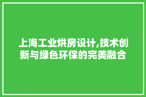 上海工业烘房设计,技术创新与绿色环保的完美融合