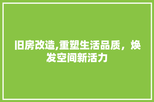旧房改造,重塑生活品质，焕发空间新活力