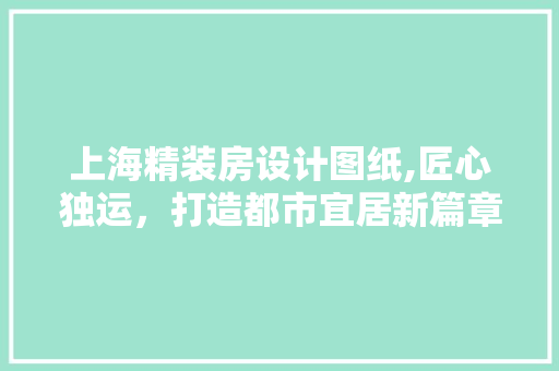上海精装房设计图纸,匠心独运，打造都市宜居新篇章