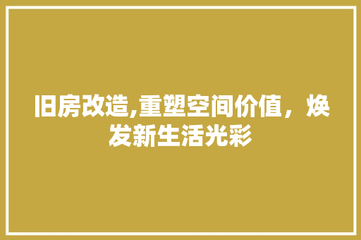 旧房改造,重塑空间价值，焕发新生活光彩