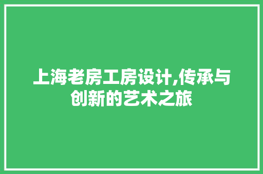 上海老房工房设计,传承与创新的艺术之旅