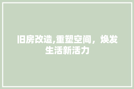 旧房改造,重塑空间，焕发生活新活力