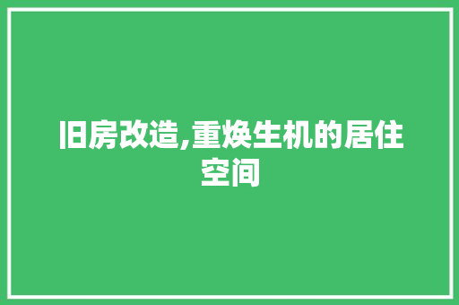 旧房改造,重焕生机的居住空间