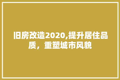 旧房改造2020,提升居住品质，重塑城市风貌
