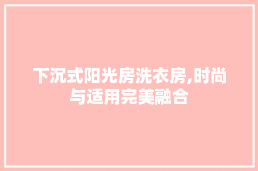 下沉式阳光房洗衣房,时尚与适用完美融合