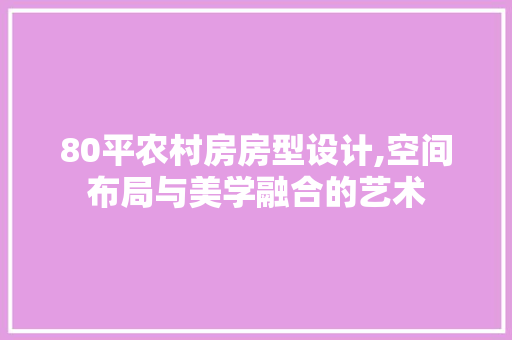 80平农村房房型设计,空间布局与美学融合的艺术