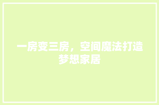 一房变三房，空间魔法打造梦想家居