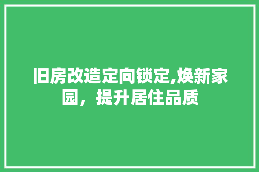 旧房改造定向锁定,焕新家园，提升居住品质