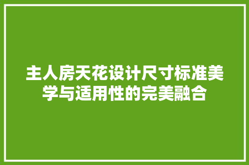 主人房天花设计尺寸标准美学与适用性的完美融合
