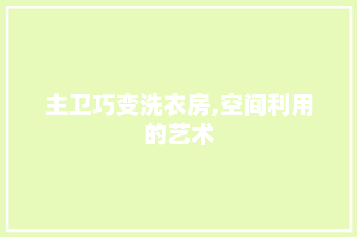 主卫巧变洗衣房,空间利用的艺术