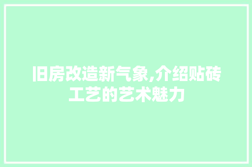旧房改造新气象,介绍贴砖工艺的艺术魅力