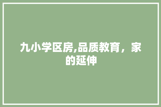 九小学区房,品质教育，家的延伸