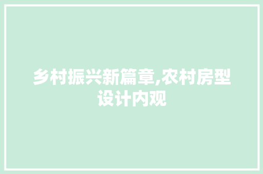 乡村振兴新篇章,农村房型设计内观