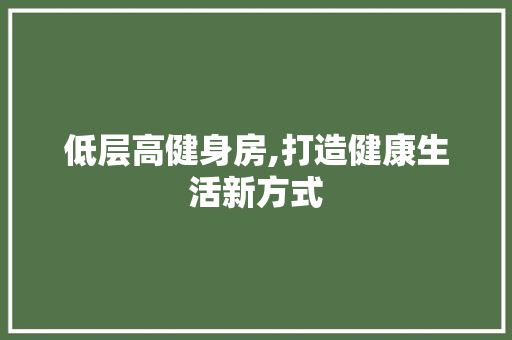 低层高健身房,打造健康生活新方式
