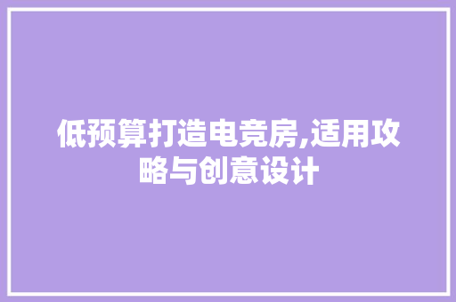 低预算打造电竞房,适用攻略与创意设计