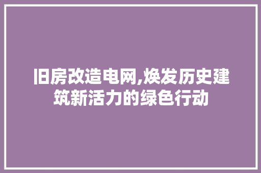旧房改造电网,焕发历史建筑新活力的绿色行动