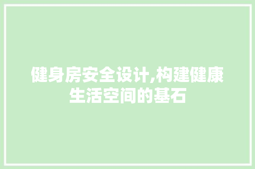 健身房安全设计,构建健康生活空间的基石