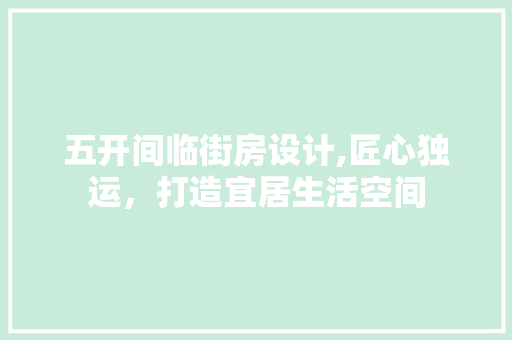 五开间临街房设计,匠心独运，打造宜居生活空间