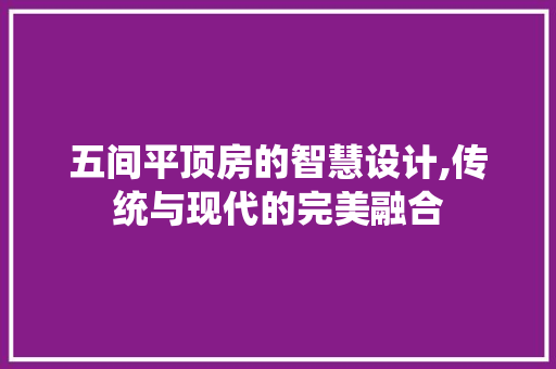 五间平顶房的智慧设计,传统与现代的完美融合