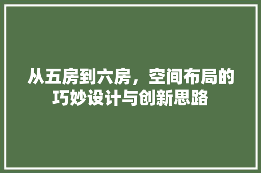 从五房到六房，空间布局的巧妙设计与创新思路
