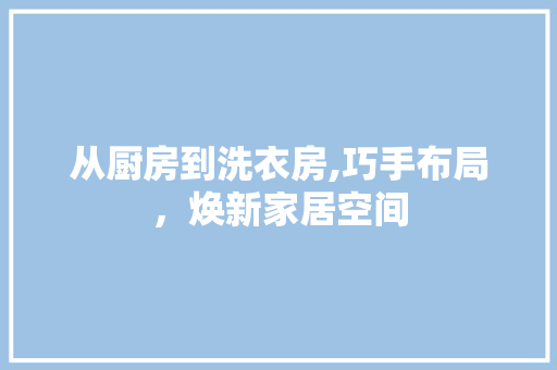 从厨房到洗衣房,巧手布局，焕新家居空间