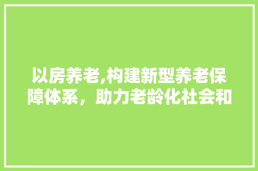 以房养老,构建新型养老保障体系，助力老龄化社会和谐发展