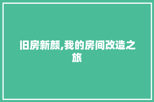旧房新颜,我的房间改造之旅