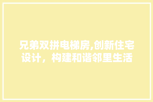 兄弟双拼电梯房,创新住宅设计，构建和谐邻里生活