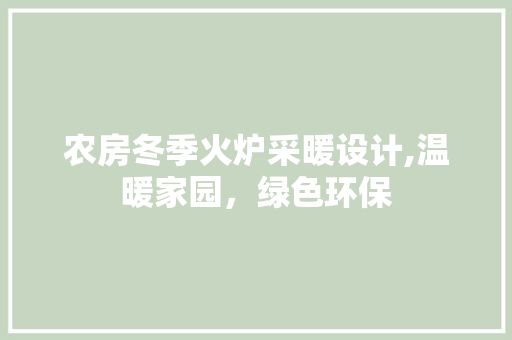 农房冬季火炉采暖设计,温暖家园，绿色环保