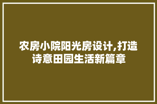 农房小院阳光房设计,打造诗意田园生活新篇章