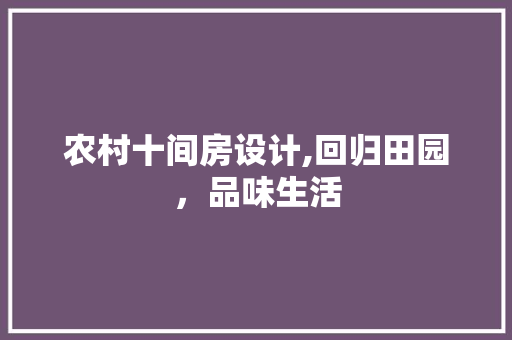 农村十间房设计,回归田园，品味生活