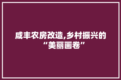 咸丰农房改造,乡村振兴的“美丽画卷”