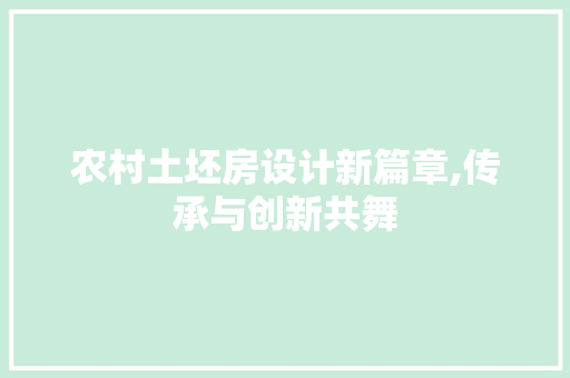 农村土坯房设计新篇章,传承与创新共舞