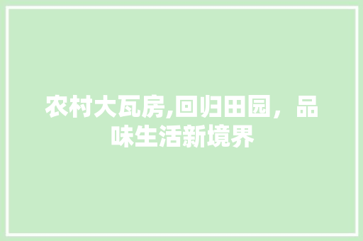 农村大瓦房,回归田园，品味生活新境界