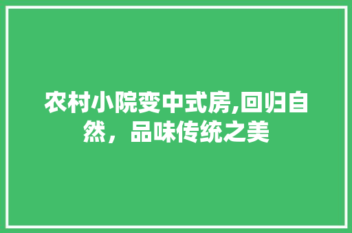 农村小院变中式房,回归自然，品味传统之美