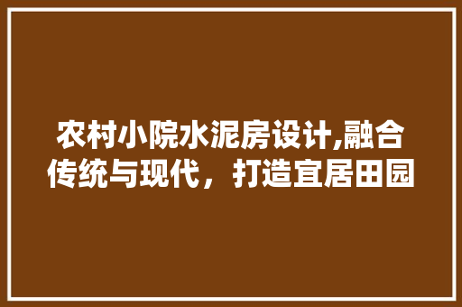 农村小院水泥房设计,融合传统与现代，打造宜居田园生活