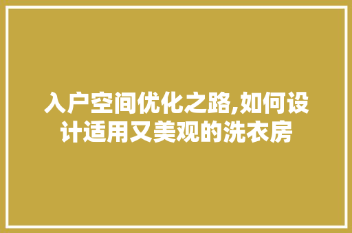入户空间优化之路,如何设计适用又美观的洗衣房