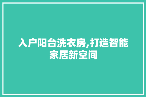 入户阳台洗衣房,打造智能家居新空间
