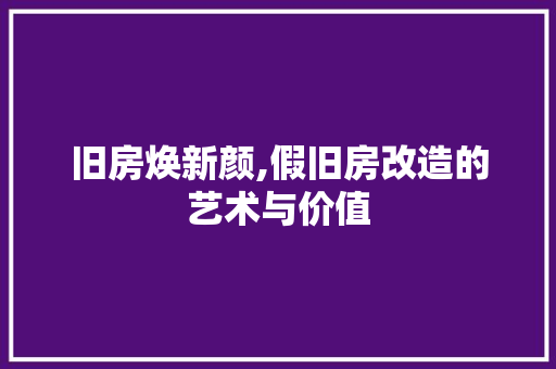 旧房焕新颜,假旧房改造的艺术与价值