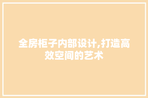 全房柜子内部设计,打造高效空间的艺术