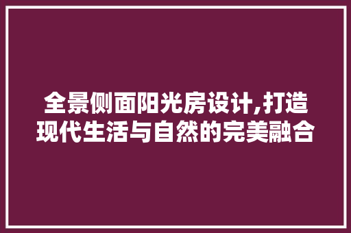 全景侧面阳光房设计,打造现代生活与自然的完美融合