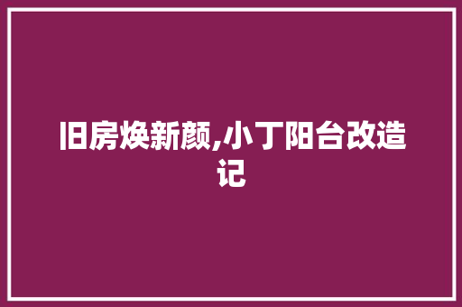 旧房焕新颜,小丁阳台改造记