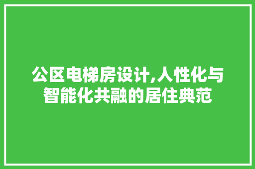 公区电梯房设计,人性化与智能化共融的居住典范